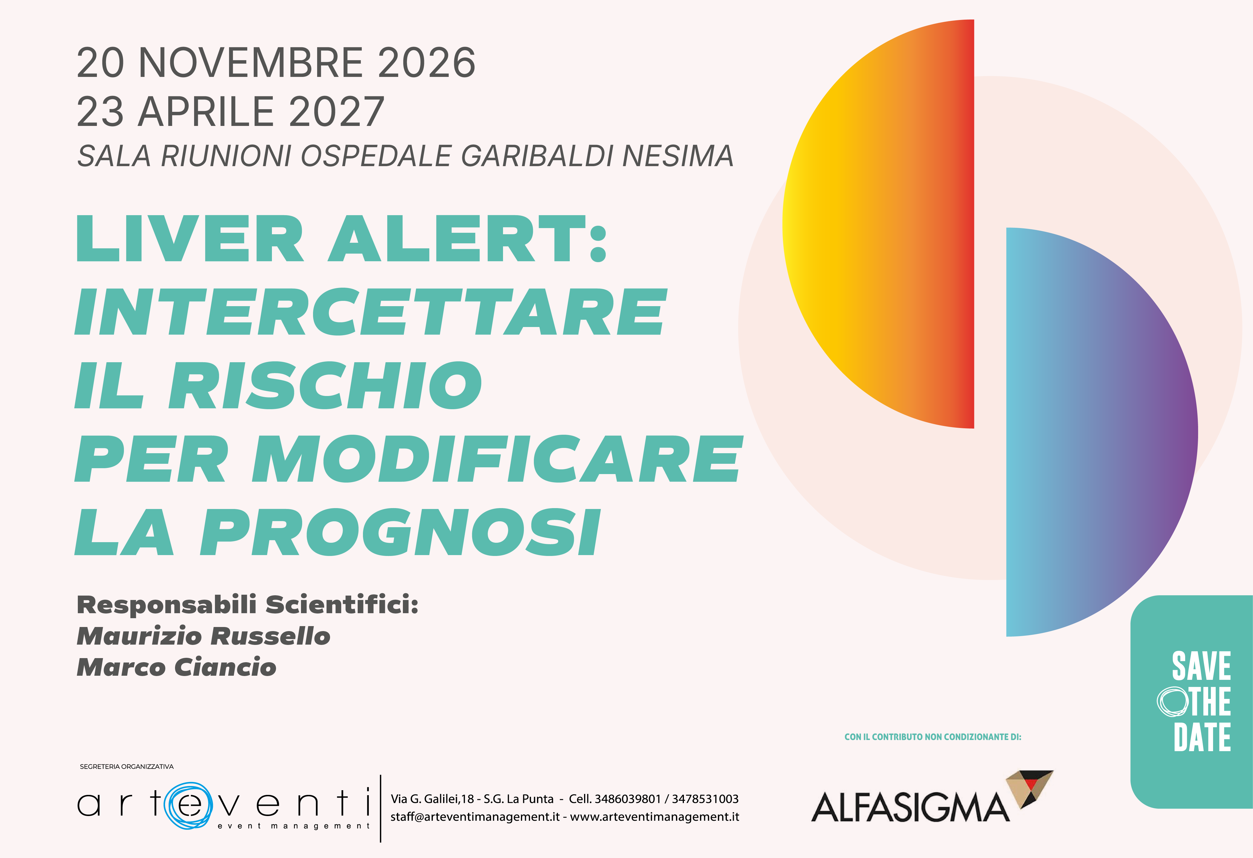LIVER ALERT: INTERCETTARE IL RISCHIO PER MODIFICARE LA PROGNOSI - 20 NOVEMBRE 2026 | 23 APRILE 2027 - SALA RIUNIONI OSPEDALE GARIBALDI NESIMA - CATANIA